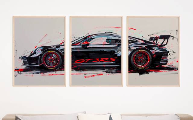 Porsche 911 Gt3 Rs Poster Print Set Supercar Wall Art Not Framed - image 1