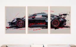 Porsche 911 Gt3 Rs Poster Print Set Supercar Wall Art Not Framed - thumbnail 1