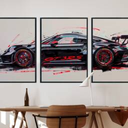 Porsche 911 Gt3 Rs Poster Print Set Supercar Wall Art Not Framed - thumbnail 3