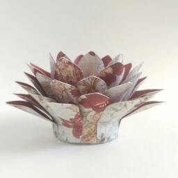 Paper Lotus Lantern -Burgandy Floral - thumbnail 3