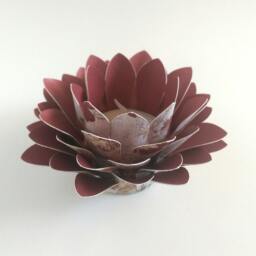 Paper Lotus Lantern -Burgandy Floral - thumbnail 1