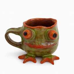 Whimsical Frog Mug, Handmade Ceramic Art Cup, Collectible Sculpture, Funny Animal Coffee Unique Gift For Lovers, Pottery - thumbnail 2