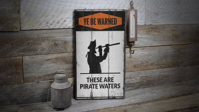 Pirate Lookout Sign, Lover Decor Gift Surfers Lifestyle, Ocean Decor, Wooden Sale Wall - Old Sign - image 1