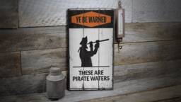Pirate Lookout Sign, Lover Decor Gift Surfers Lifestyle, Ocean Decor, Wooden Sale Wall - Old Sign - thumbnail 1