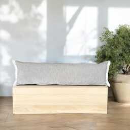 Handcrafted Long Pillow Lumbar Case Soft Gray Textured Design With Fringe Edge Cozy Home Decor Fabric Perfect For Bed & Sofa - thumbnail 1