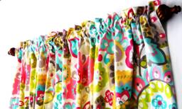 Window Valances, Kitchen Curtains, Treatments Covering Coverings, Topper Pink, Green Yellow - thumbnail 1