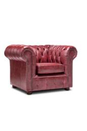 Chesterfield Real Leather Sofa Vintage Red