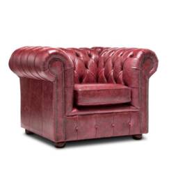 Chesterfield Real Leather Sofa Vintage Red - thumbnail 3