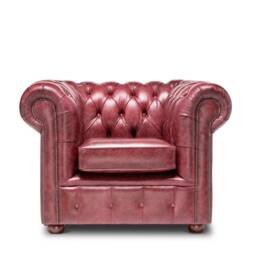 Chesterfield Real Leather Sofa Vintage Red - thumbnail 2