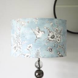 Blue Bird Lampshade 20cm 25cm 30cm 35cm 40cm Drum Lamp Shade - Duck Egg Vintage Birds Shade, Handmade, Home Decor, Ceiling, Table - thumbnail 2