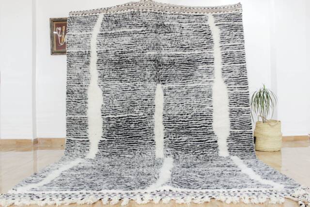 Classic Beni Ourain Rug - Kilim Living Room Moroccan Home Decor Black & White Carpet Moroccan Tapis Azilal Soft Wool - image 1