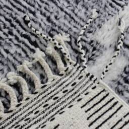 Classic Beni Ourain Rug - Kilim Living Room Moroccan Home Decor Black & White Carpet Moroccan Tapis Azilal Soft Wool - thumbnail 4
