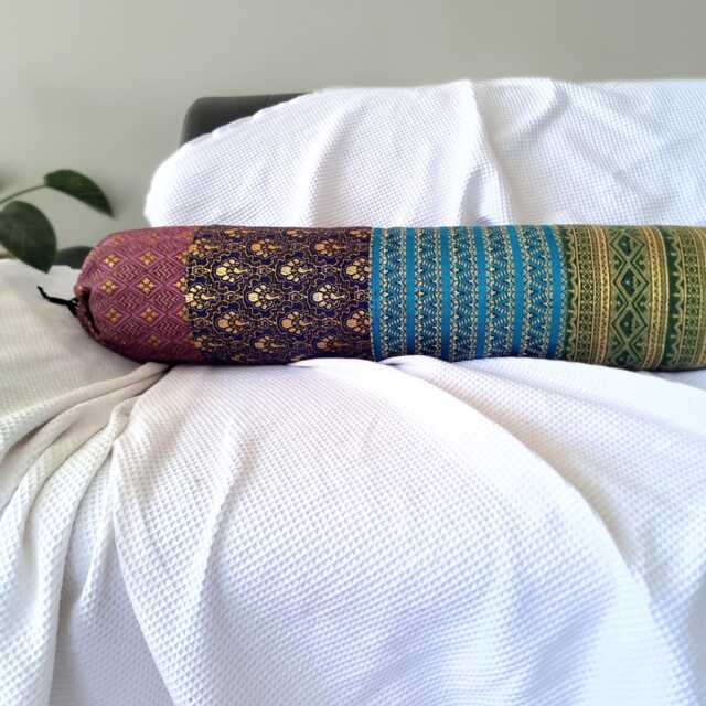 Bolster Pillow Cover I Golden Accents Boho Yoga - 8 X 40 in Custom Size Available Body Case Throw - image 1