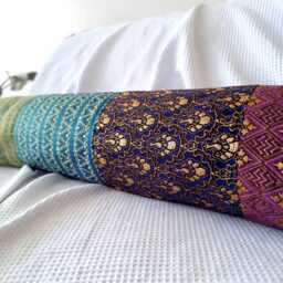 Bolster Pillow Cover I Golden Accents Boho Yoga - 8 X 40 in Custom Size Available Body Case Throw - thumbnail 3