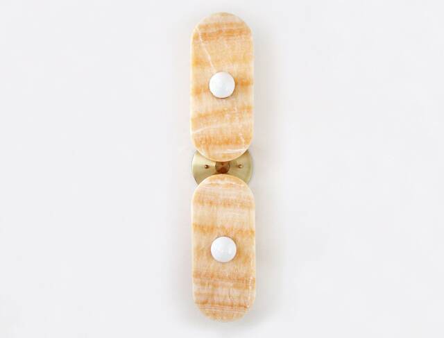 Oval Onyx Stone Double Light Fixture Sconce Vanity Bathroom Wall Lighting Bedside Entry - image 1