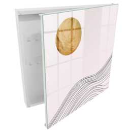 Waves & Circle Wall Mounted Key Cabinet, Beige Box For Home, Minimalist Abstraction, Lovers Of Minimalism - thumbnail 2
