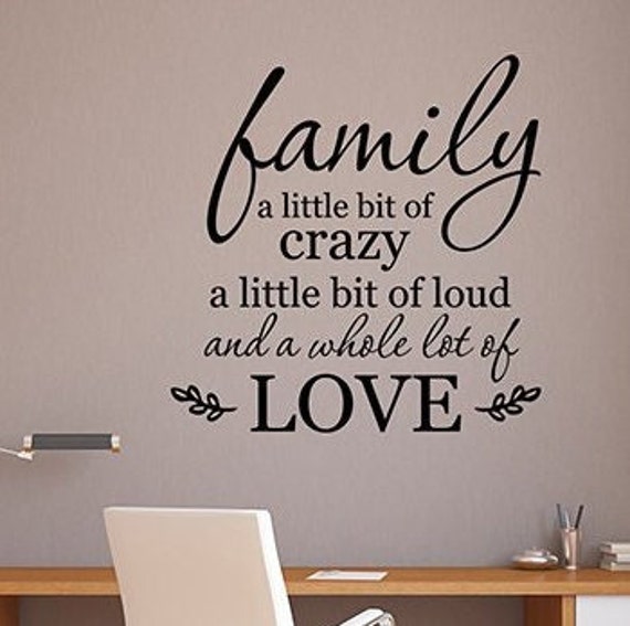 Family A Little Bit Of Crazy Wall Decal Vinyl Sticker Wedding Saying Inspirational Quote Gift Art Home Interior Decor Poster 24Qs - image 1