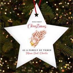 Our First As Family Of 3 Star Personalised Christmas Tree Ornament Decoration