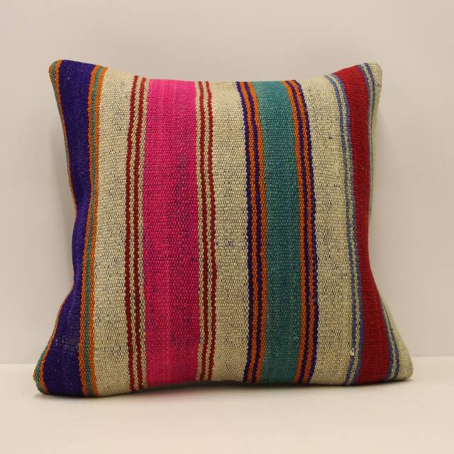 Home Decor Pillow, Kilim Cushion, Throw Pillow, Pillow Cover, 18x18 Green Patterned Carpet Boho 4Kbf-510 - image 1