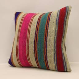Home Decor Pillow, Kilim Cushion, Throw Pillow, Pillow Cover, 18x18 Green Patterned Carpet Boho 4Kbf-510 - thumbnail 3