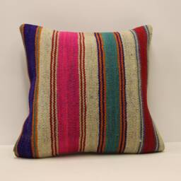 Home Decor Pillow, Kilim Cushion, Throw Pillow, Pillow Cover, 18x18 Green Patterned Carpet Boho 4Kbf-510 - thumbnail 1