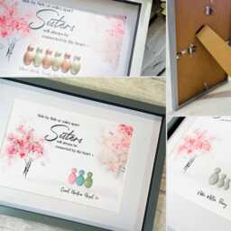 Personalized Sisters Pebble Art Print Handmade Sister Gift, Picture Frame - thumbnail 3