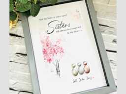 Personalized Sisters Pebble Art Print Handmade Sister Gift, Picture Frame
