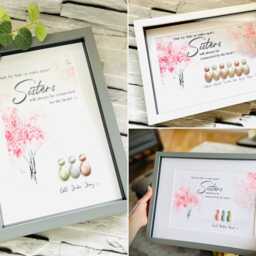 Personalized Sisters Pebble Art Print Handmade Sister Gift, Picture Frame - thumbnail 2