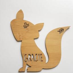 Fox Personalised Wooden Bamboo Door-Wall Hanging-Design-Wall Art-Wooden Sign-Custom-Kids Gift-Baby Gift-Lasercut-Plaque - thumbnail 3