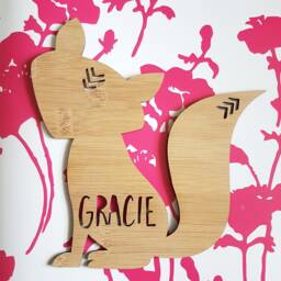 Fox Personalised Wooden Bamboo Door-Wall Hanging-Design-Wall Art-Wooden Sign-Custom-Kids Gift-Baby Gift-Lasercut-Plaque
