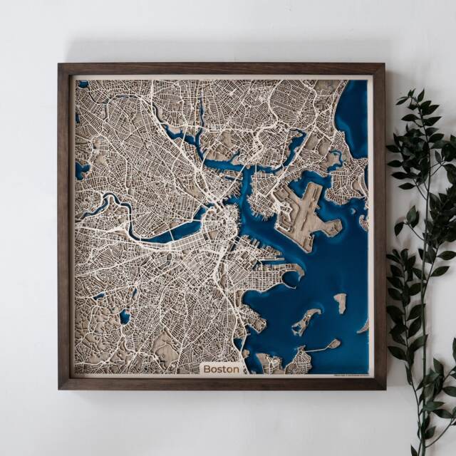 Wooden City Map With Epoxy Personalized Wall Art - image 1