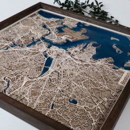Wooden City Map With Epoxy Personalized Wall Art - thumbnail 2