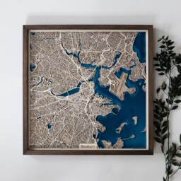 Wooden City Map With Epoxy Personalized Wall Art