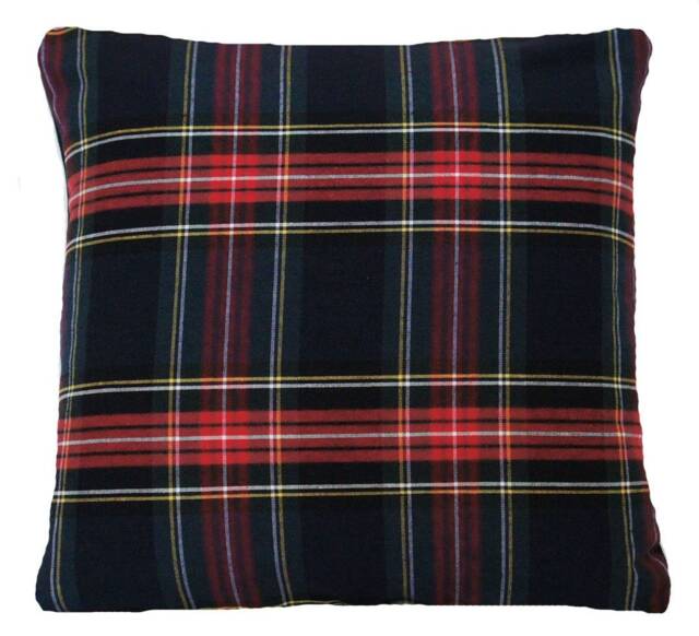 Black Tartan Plaid Cushion Cover Woven Cotton Throw Pillow Case