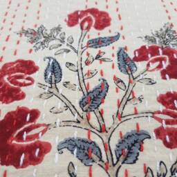 Indian New Beautiful Hand Block Kantha Quilt Bedspread Throw Handmade Bedsheet Queen Size Pure Cotton - thumbnail 4