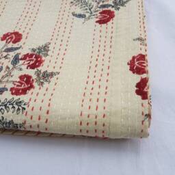 Indian New Beautiful Hand Block Kantha Quilt Bedspread Throw Handmade Bedsheet Queen Size Pure Cotton - thumbnail 2