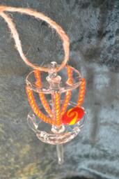 Glass Disc Golf Basket Hanging ~You Can Customize Your Colors~ Zu Ornament - thumbnail 1