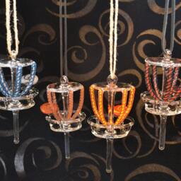 Glass Disc Golf Basket Hanging ~You Can Customize Your Colors~ Zu Ornament - thumbnail 2