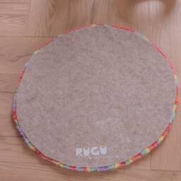 Hand-Tufted Rainbow Rug - Boho Wavy Acrylic Carpet - thumbnail 4