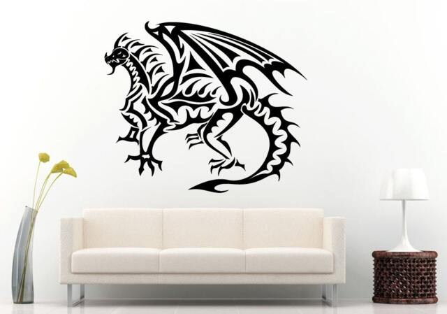 Fire Dragons Tribal With Wings Wall Decal Vinyl Sticker Mural Room Decor L761 - image 1
