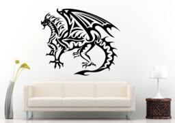 Fire Dragons Tribal With Wings Wall Decal Vinyl Sticker Mural Room Decor L761 - thumbnail 1