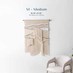 Large Macrame Wall Decor, Abstract Boho Art, Hanging For Living Room, Textile Bohemian Headboard Tapestry - thumbnail 3