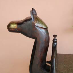 Wooden & Brass Camel Bench, Pouffe, Ottoman, Low Seat, Stool, Footstool, Chair, Handmade Indian Ethnic Style - thumbnail 4