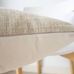 Handwoven Hemp Pillow Beige Striped Hmong Textile - thumbnail 4
