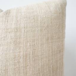 Handwoven Hemp Pillow Beige Striped Hmong Textile - thumbnail 2