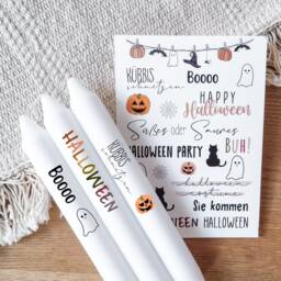 Candle Tattoos With Various Motifs - Autumn Halloween Waterslide Film Decorating Candles Sayings - thumbnail 3