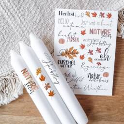 Candle Tattoos With Various Motifs - Autumn Halloween Waterslide Film Decorating Candles Sayings - thumbnail 1