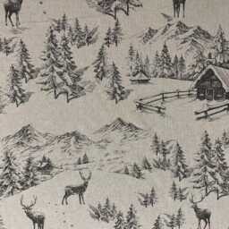 Winter Scenic Cushion Cover , Advent Toile Christmas Stag Scatter Cushions UK - thumbnail 3