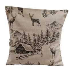 Winter Scenic Cushion Cover , Advent Toile Christmas Stag Scatter Cushions UK - thumbnail 1