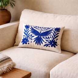 Embroidered Otomi Lumbar Pillow Cover Mexican Home Decor - thumbnail 4